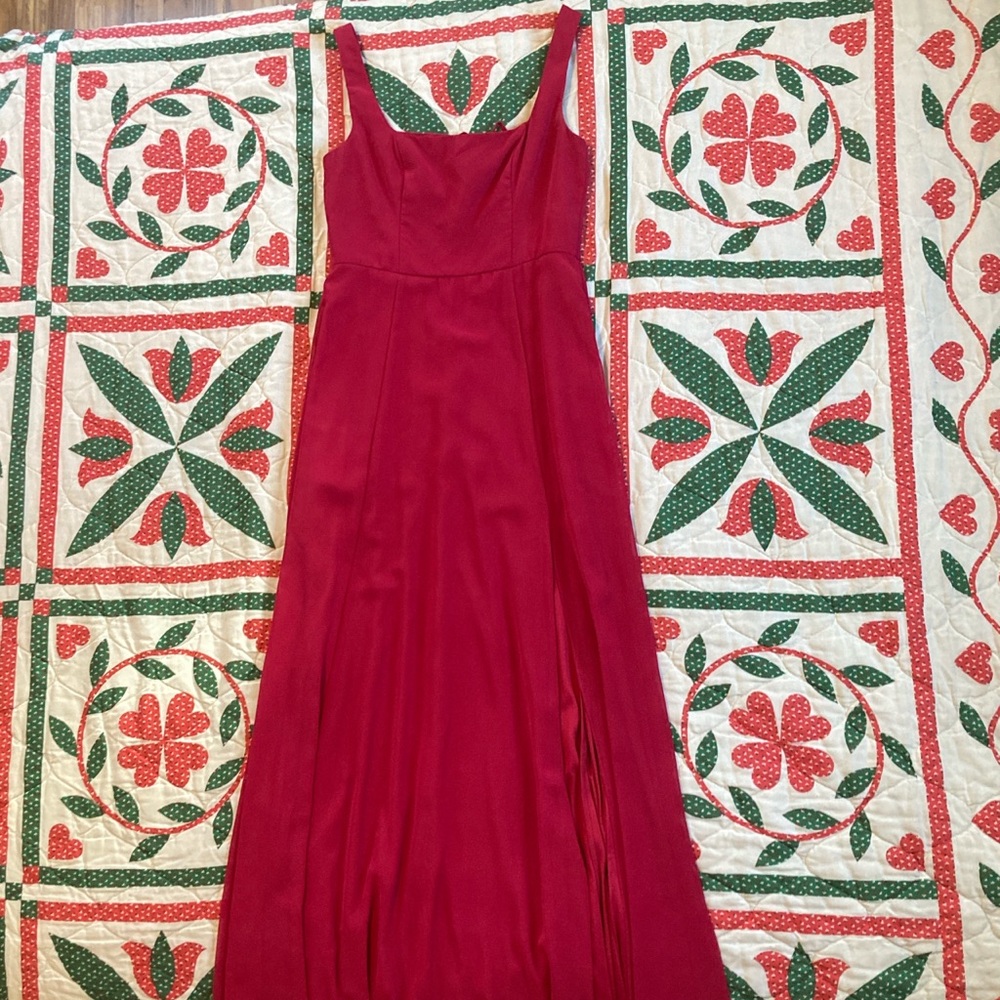 David’s Bridal Apple Red Maxi Dress